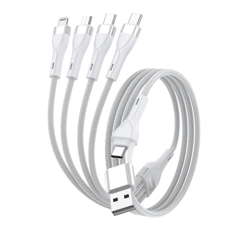 4smarts 4in2 15W multiladekabel - 2 x USB-C / Lightning / Micro USB 120 cm - Hvit