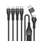 4smarts 4in2 15W multiladekabel - 2 x USB-C / Lightning / Micro USB 120 cm - Svart