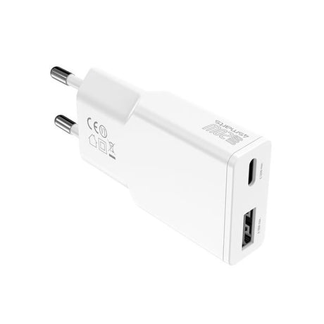 4Smarts PD Slimvegglader GaN 20W m. 1 x USB-C og 1 x USB-A - Hvit