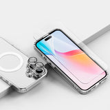 iPhone 16 4smarts Premium startsett - MagSafe bakdeksel, skjerm- og kameralinsebeskytter og 30W vegglader - gjennomsiktig / hvit