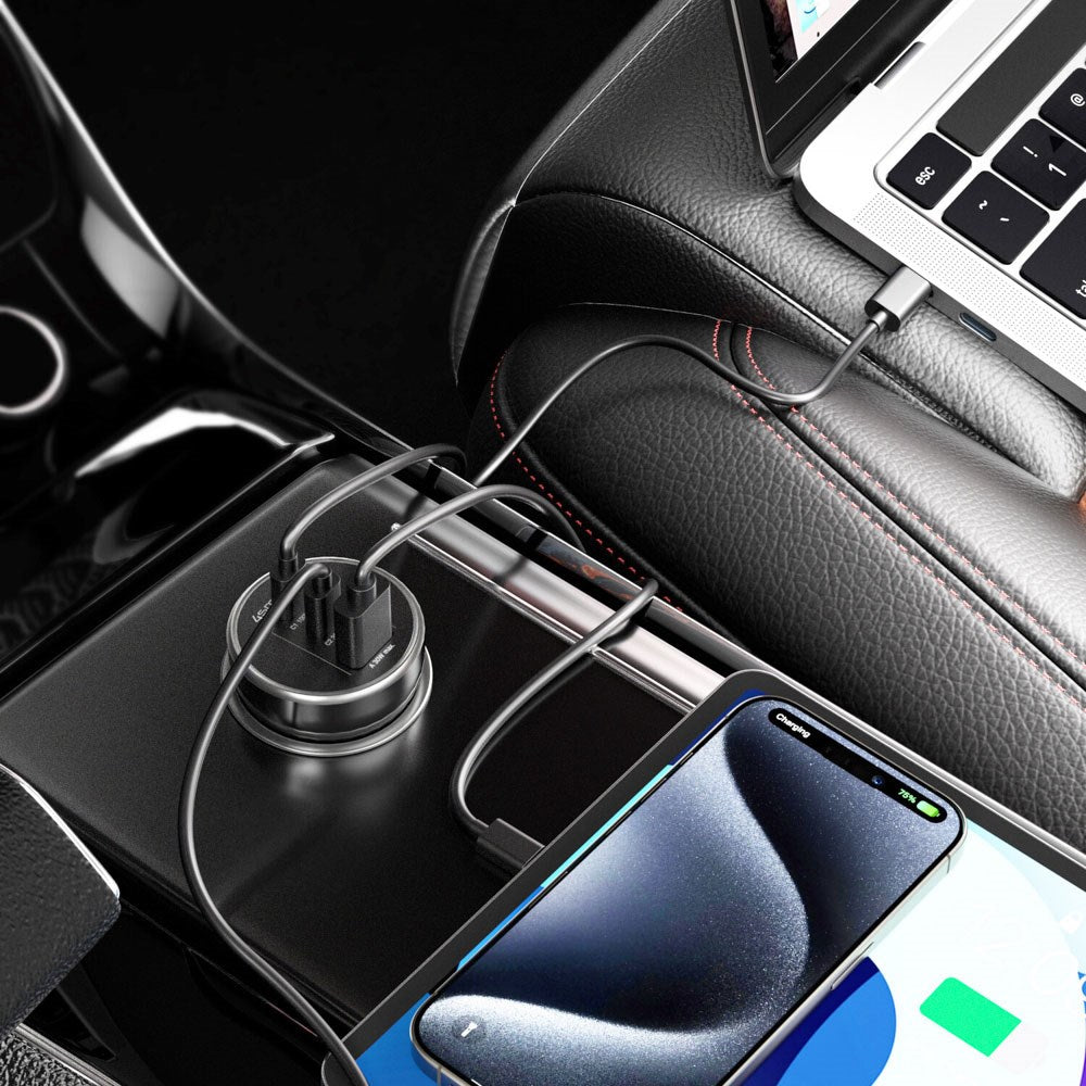 4smarts VoltRoad Ultimate 160W Biloplader - 2 x USB-C & 1 x USB-A - Sort