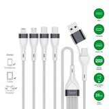 4-i-2 multiladekabel - 4smarts - USB-C / USB-A / Lightning / Micro USB - 25 cm - Hvit