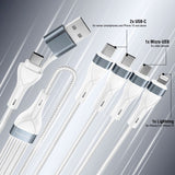 4-i-2 multiladekabel - 4smarts - USB-C / USB-A / Lightning / Micro USB - 25 cm - Hvit