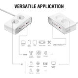 6-i-1 bordlader - 4smarts - 65W - 2x AC-plugg / 3x USB-C / 1x USB-A - Hvit
