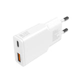 2-i-1 vegglader - 4smarts - 18W USB-A / 30W USB-C - Hvit