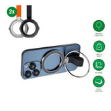 Magnetisk fingerring - 4smarts - MagSafe-kompatibel - 2 stk - Svart / oransje