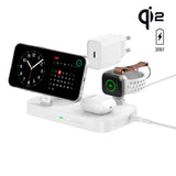 4smarts - 3-i-1 Qi2 Trådløs Opladningsstation - MagSafe Kompatibel - Hvid