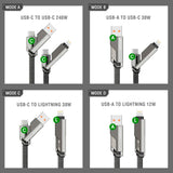 4smarts - ComboCord 3-i-1 Multikabel 240W - 1.5m - Grå