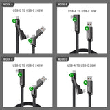 4smarts - ComboCord 2-i-1 Retvinklet Kabel 240W - 1.5m - Grå