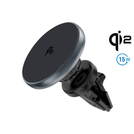 4smarts - Qi2 Trådløs Oplader til Bil - MagSafe Kompatibel - Grå