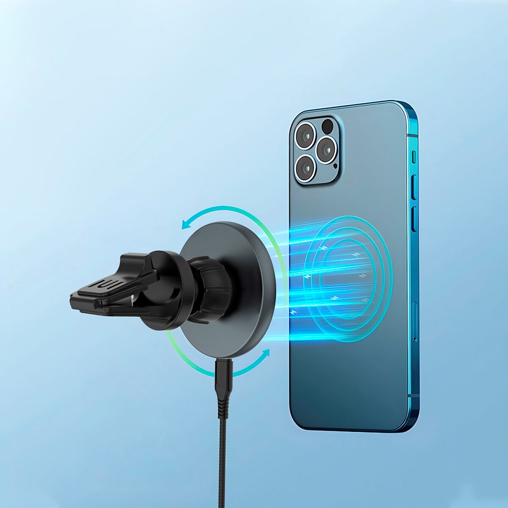 4smarts - Qi2 Trådløs Oplader til Bil - MagSafe Kompatibel - Grå