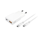 4smarts PDPlug Slim 20W Vægoplader med Indbygget USB-C Kabel - 1 x USB-A - 1 x USB-A - Hvid
