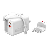 4smarts 65W Flex Jojo Vægoplader m. EU / US Stik & 1 x USB-A & 1 x USB-C & 1 x USB-C Kabel - Hvid