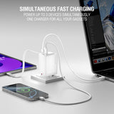 4smarts 65W Flex Jojo Vægoplader m. EU / US Stik & 1 x USB-A & 1 x USB-C & 1 x USB-C Kabel - Hvid