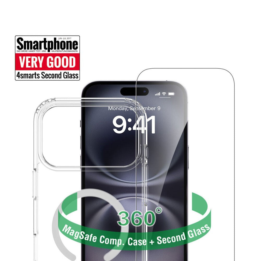 iPhone 17 Pro Max - 4Smarts 360° Beskyttelsessæt m. Cover & Skærmbeskyttelsesglas - MagSafe Kompatibel - Gennemsigtig