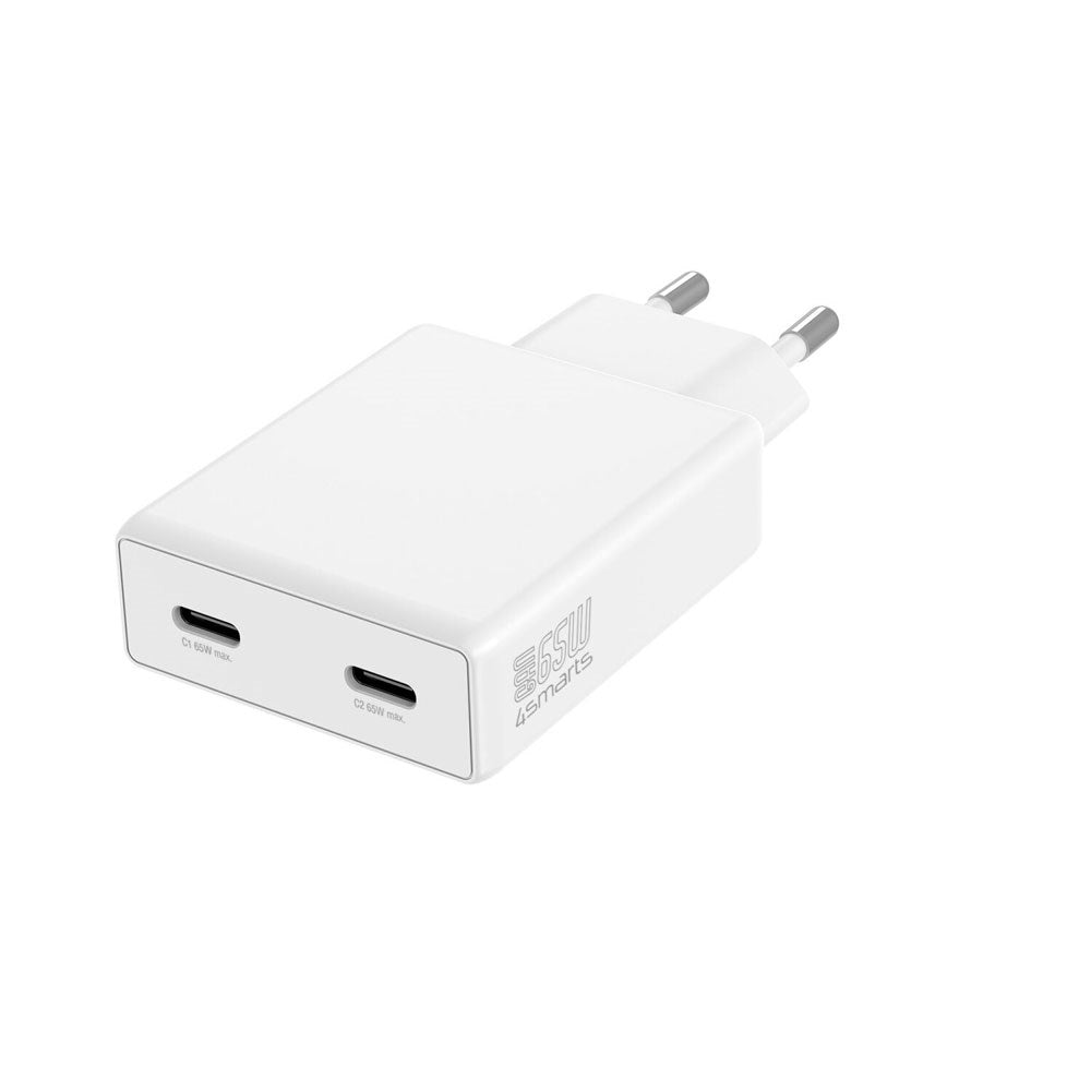 4smarts PDPlug Slim 65W Vægoplader - 2 x USB-C - Hvid