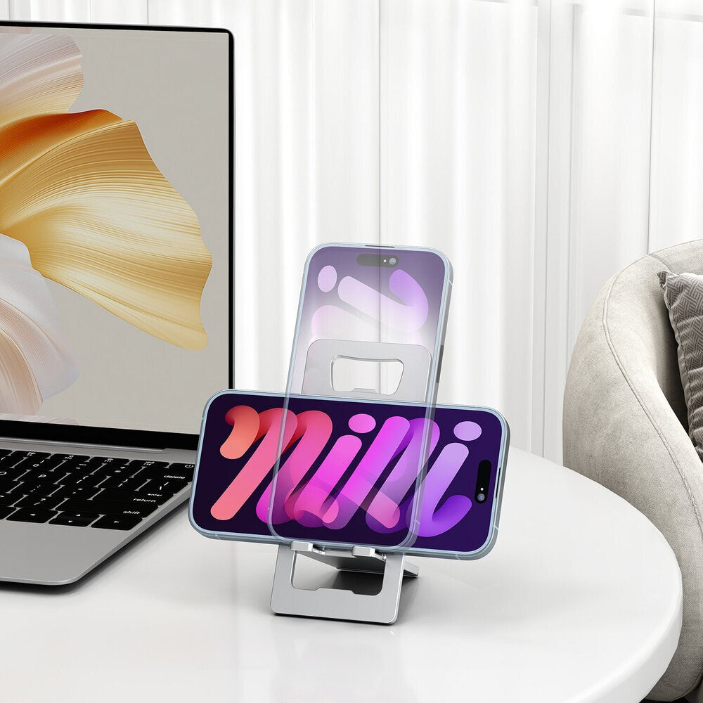 4smarts Stand ErgoFold Mobil- & Tabletholder - Foldbart Design - Sølv