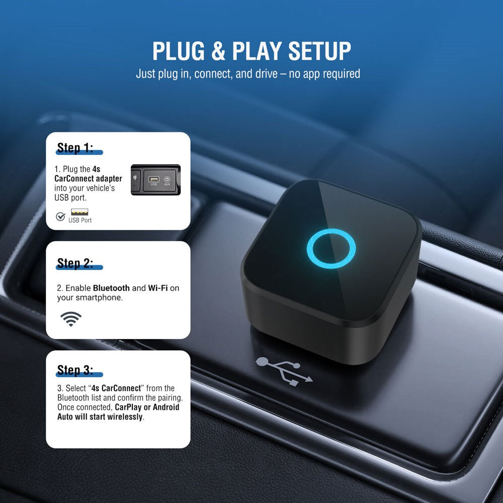 4smarts Trådløs Adapter - Apple CarPlay & Android Auto - Sort