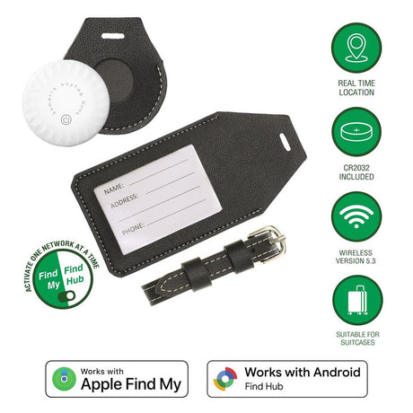 4smarts SkyTag GPS Tracker & Bagagemærke - Apple Find My & Android Find Hub - Hvid / Sort