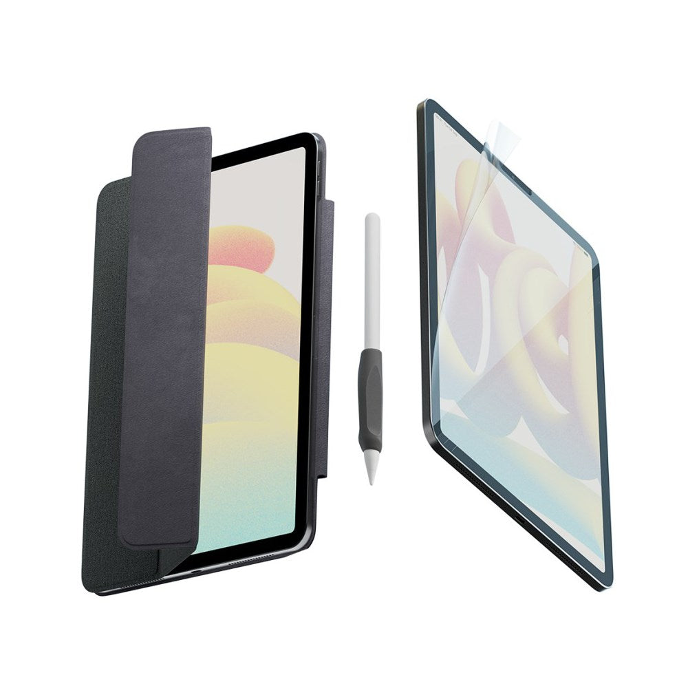 iPad Pro 12.9" (2022 / 2021 / 2020 / 2018) Paperlike+ Folio Bundle m. Cover, Skærmbeskyttelse & Stylus Pen Greb - Sort / Gennemsigtig