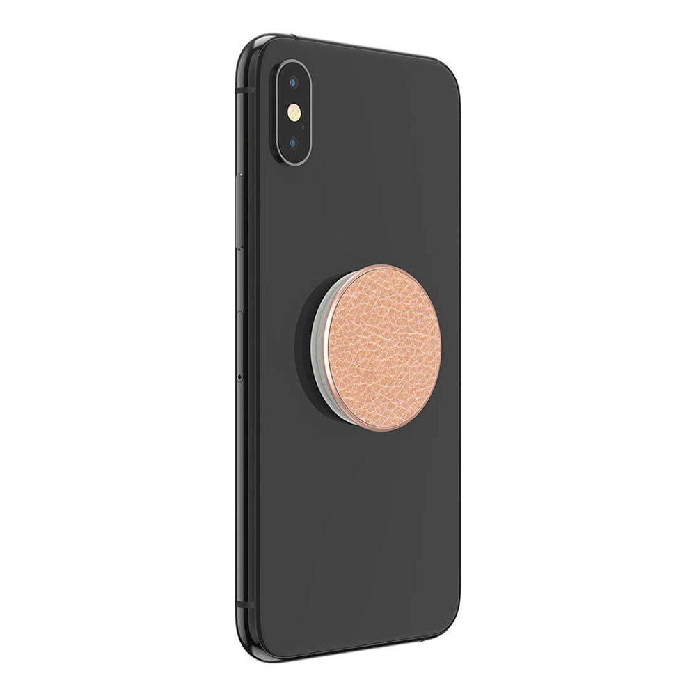 POPSOCKETS Pebbled Vegan Leather Rose Gold Premium Holder og Stativ