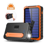 4smarts Prepper Powerbank 12 000 mAh m. Solcelle - 2 x USB-A - Sort / Oransje