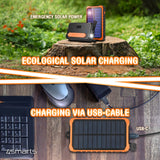 4smarts Prepper Powerbank 12 000 mAh m. Solcelle - 2 x USB-A - Sort / Oransje