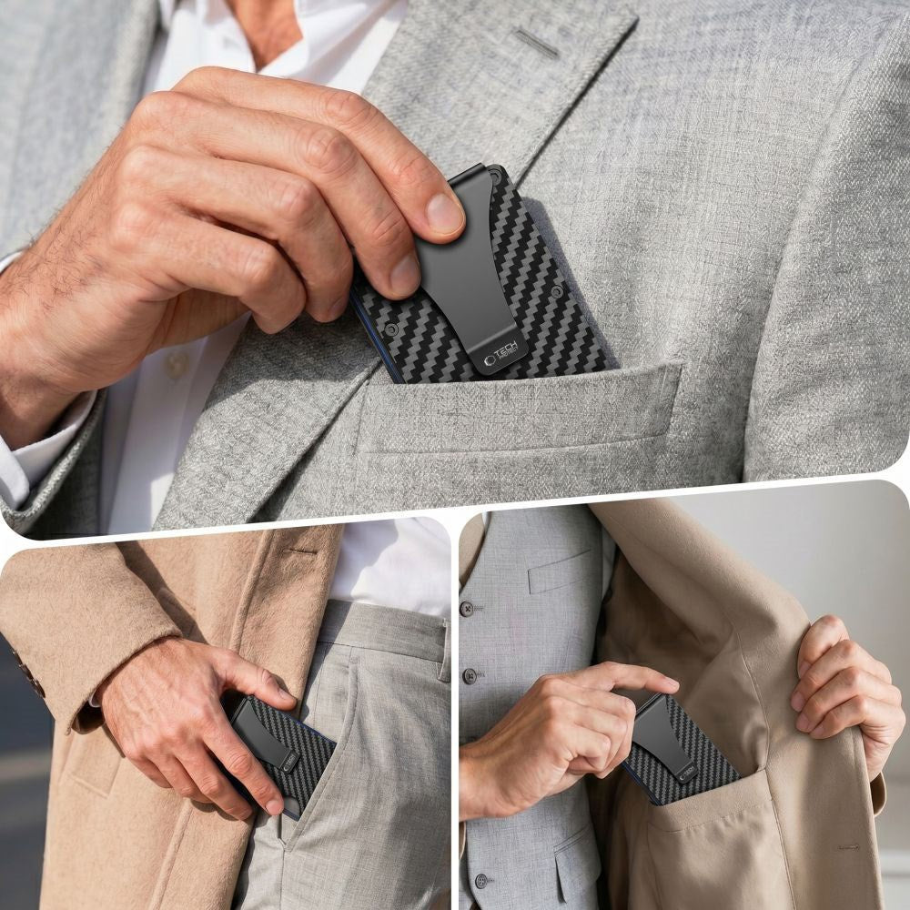 Tech-Protect RFID Kortholder - Carbon Sort