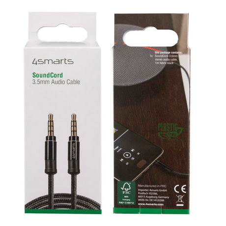 4smarts SoundCord Minijack Lyd Kabel 3.5mm - 1m - Sort