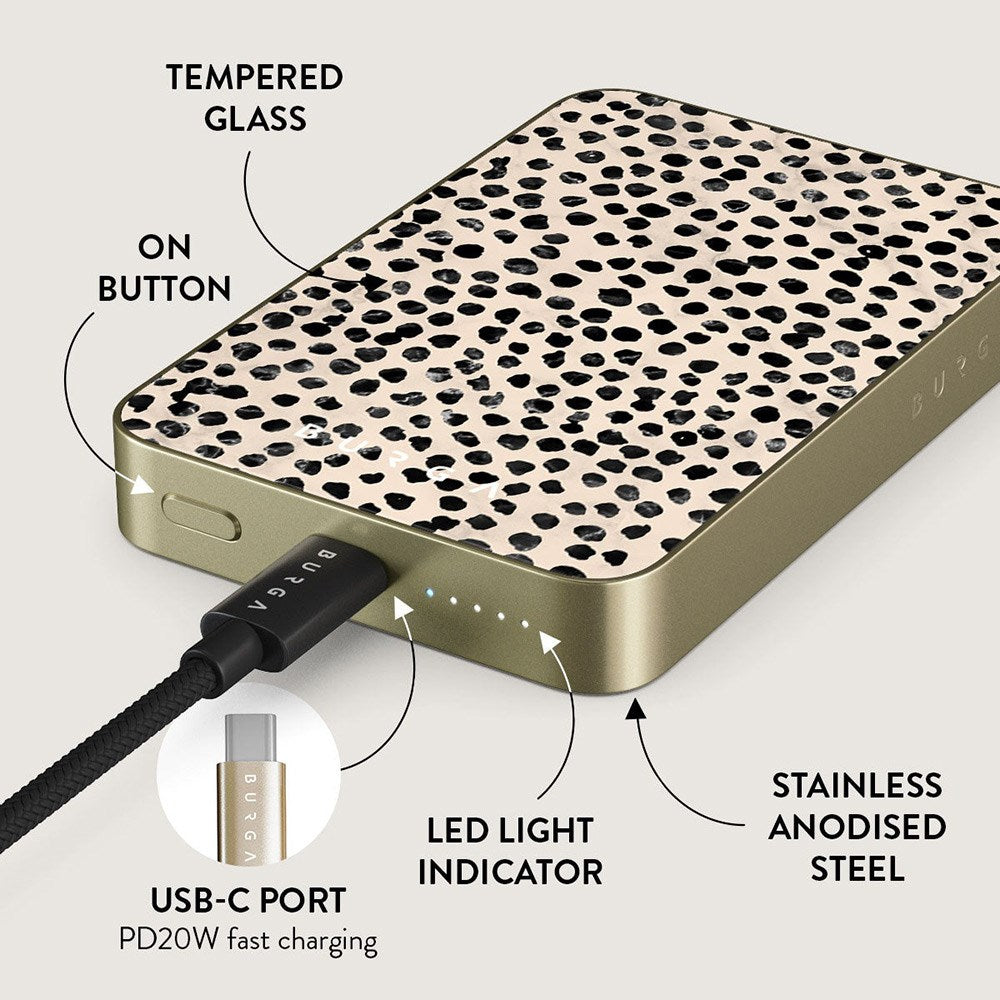 Burga 20W MagSafe PowerBank m. Trådløs lading og USB-C-kontakt - Almond Latte
