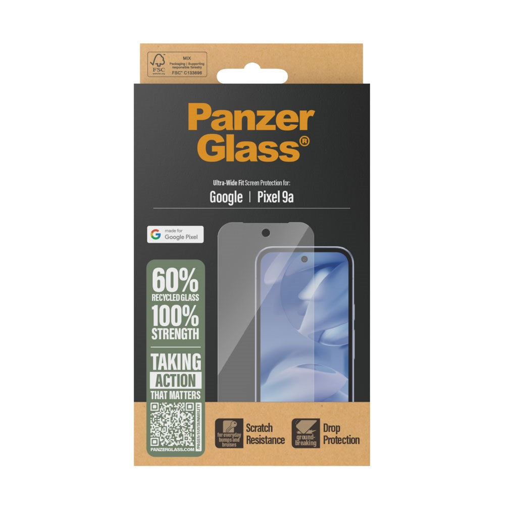 Google Pixel 9a PanzerGlass Ultra Wide Fit Beskyttelsesglas - Gennemsigtig