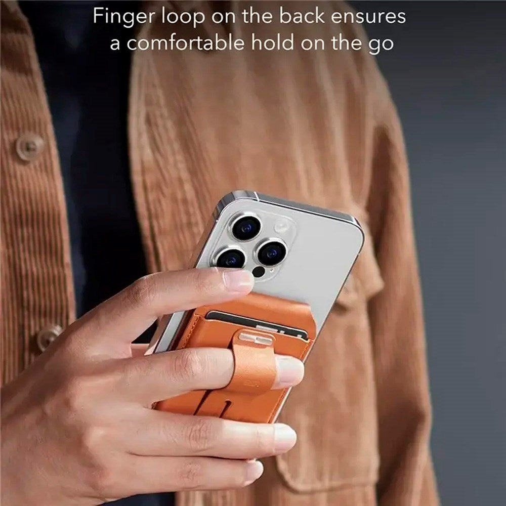 Kortholder med stativfunksjon - ESR GeoWallet - MagSafe-kompatibel - Brun