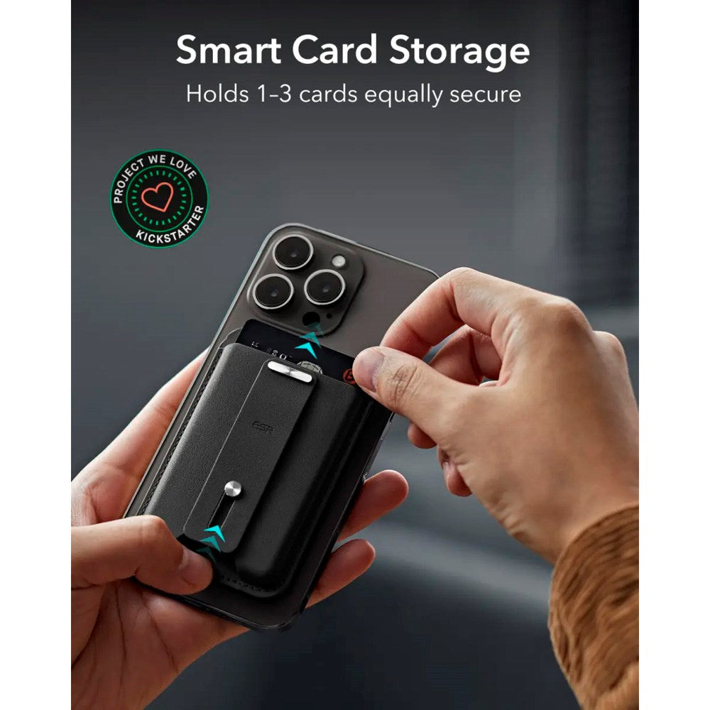 Kortholder med stativfunksjon - ESR GeoWallet - MagSafe-kompatibel - Sort
