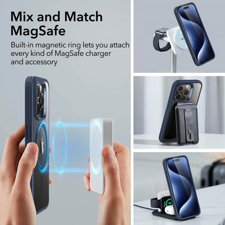 iPhone 15 Pro - ESR Classic Hybrid-deksel - MagSafe-kompatibel - Gjennomsiktig / Blå