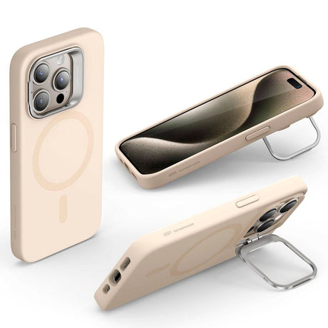 iPhone 15 Pro ESR Cloud Kickstand Halolock Bakdeksel - MagSafe-kompatibel - Beige