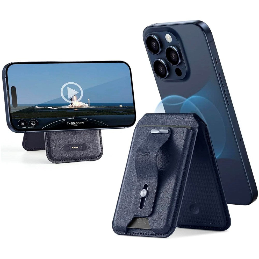 Kortholder med stativfunksjon - ESR GeoWallet - MagSafe-kompatibel - Blå