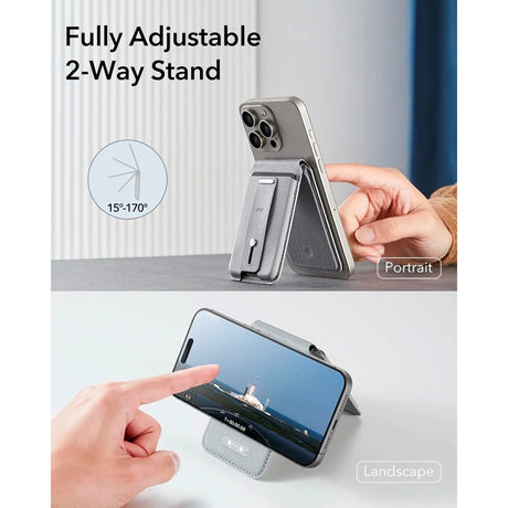 Kortholder med stativfunksjon - ESR GeoWallet - MagSafe-kompatibel - Grå