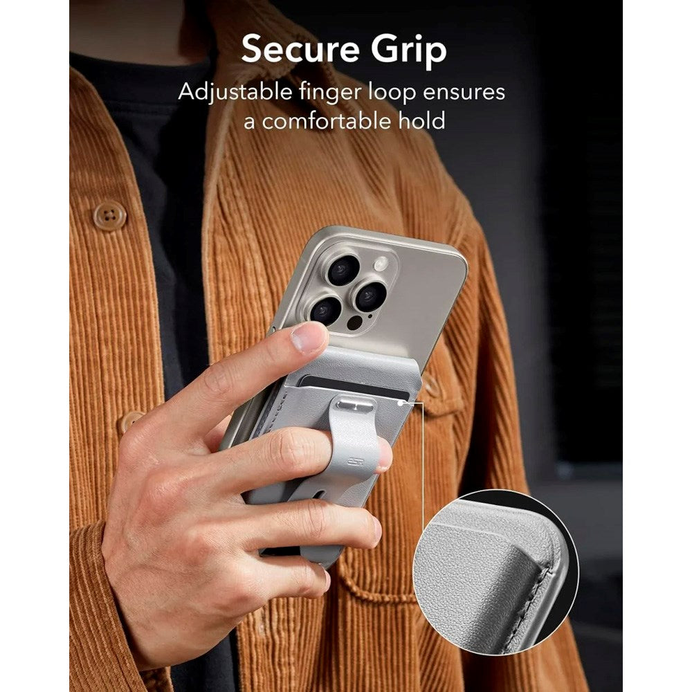 Kortholder med stativfunksjon - ESR GeoWallet - MagSafe-kompatibel - Grå