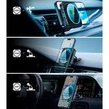 ESR Halolock Qi-2 magnetisk mobilholder for bil m. Trådløs lading 15W - MagSafe-kompatibel - Svart