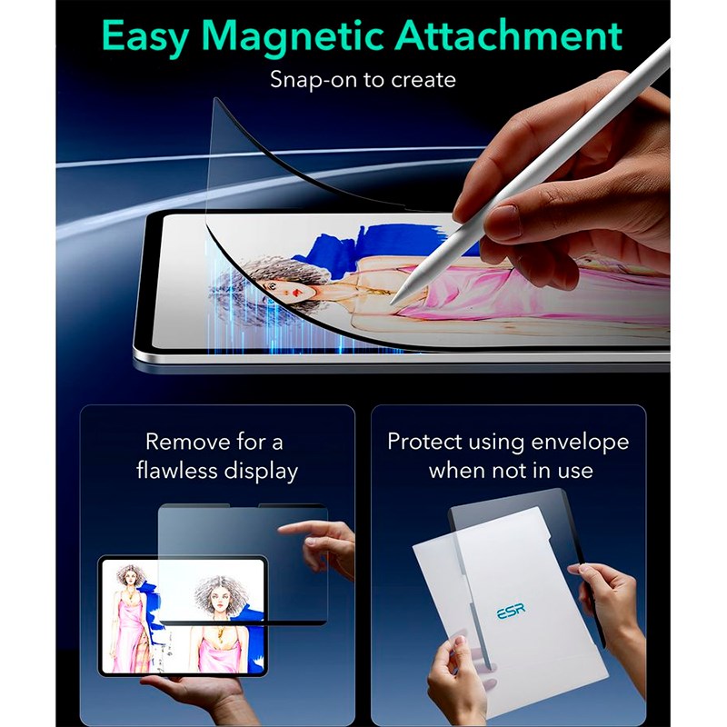 ESR iPad Pro 11" (2024) Paper Skærmbeskyttelse - Magnetisk - Mat / Gennemsigtig