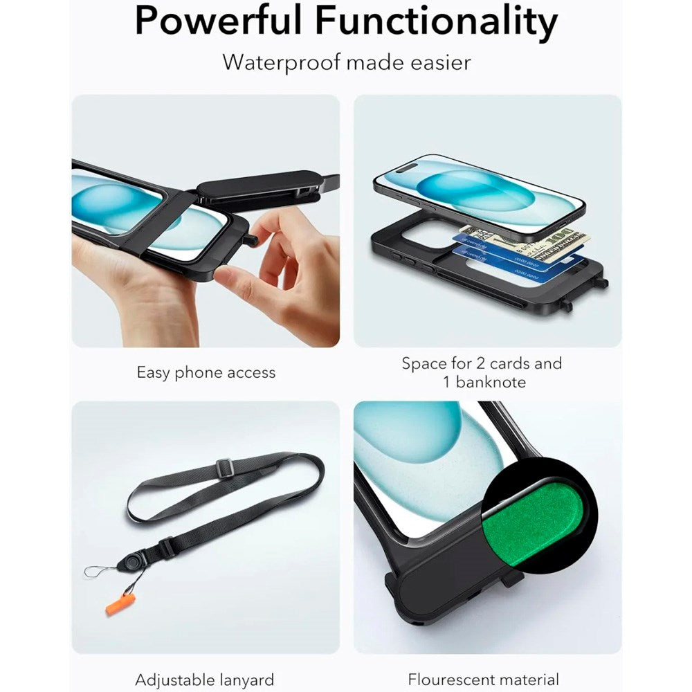 iPhone 15 / 14 / 13 - ESR vanntett deksel - Svart