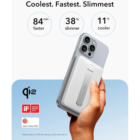 Power Bank etc. Stativ - ESR Qi2 MagSlim - 15W / 5000 mAh - MagSafe-kompatibel - Hvit