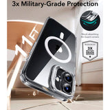 iPhone 16 - ESR Classic Hybrid Deksel m. Stativ - MagSafe-kompatibel - Gjennomsiktig