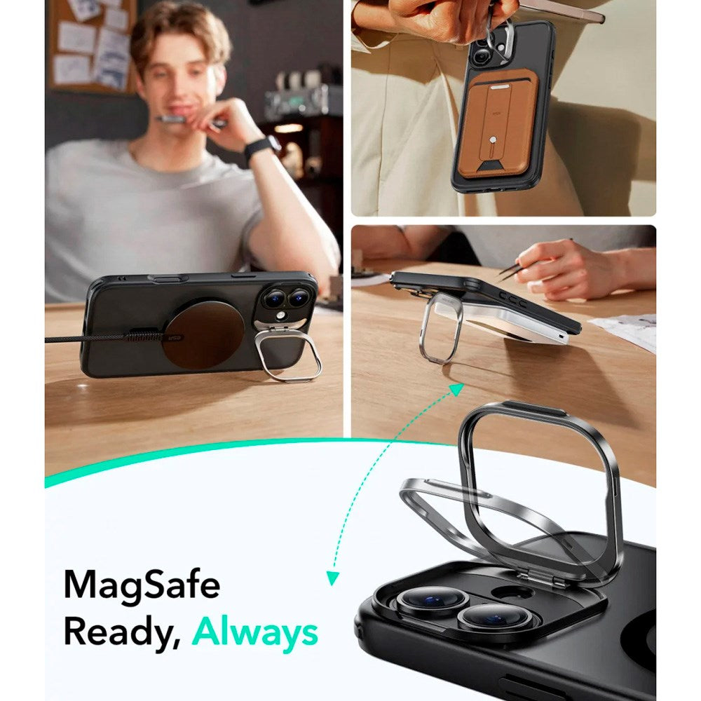 iPhone 16 - ESR Classic Hybrid Deksel m. Stativ - MagSafe-kompatibel - Matt svart