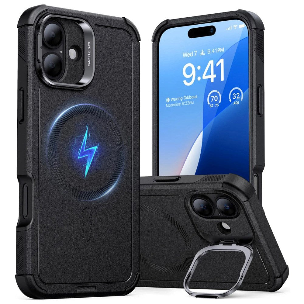 ESR iPhone 16 Cyber Armor Case - inkl. Kickstand - MagSafe Kompatibel - Sort