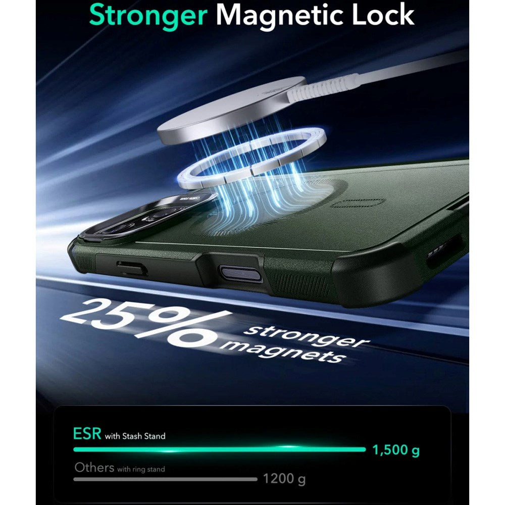 ESR iPhone 16 Pro Cyber Armor Case - inkl. Kickstand - MagSafe Kompatibel - Grøn