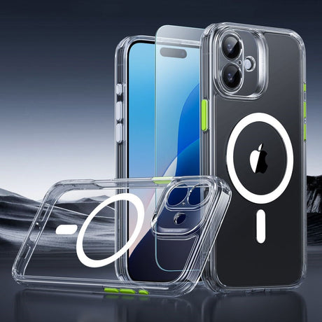 iPhone 16 ESR HaloLock m. Bagside Cover & Beskyttelsesglas - MagSafe Kompatibel - Gennemsigtig