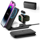 3-i-1 Qi2 sammenleggbar trådløs lader - ESR - MagSafe-kompatibel - Svart