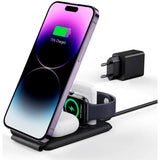 3-i-1 Qi2 sammenleggbar trådløs lader - ESR - MagSafe-kompatibel - Svart