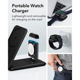 3-i-1 Qi2 sammenleggbar trådløs lader - ESR - MagSafe-kompatibel - Svart